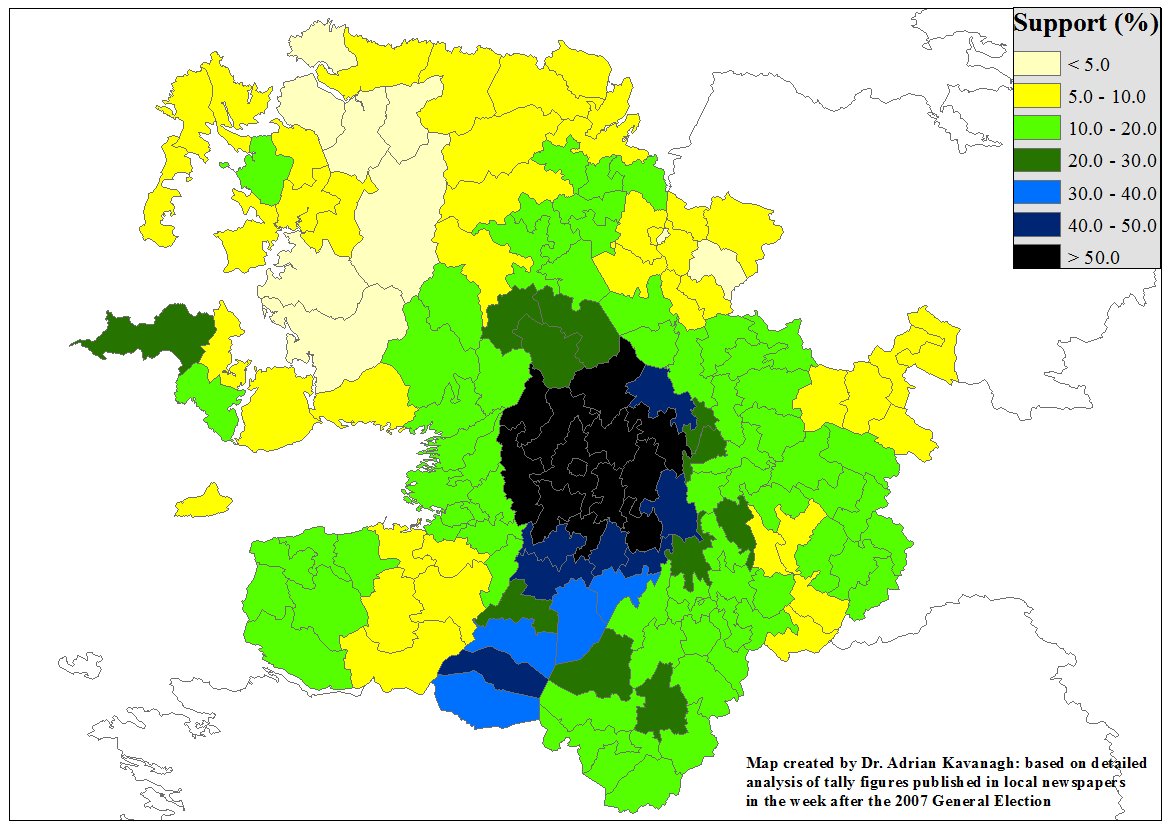 AdrianKavanagh's tweet photo. One final Tweet today to mark Mayo Week - part of the @geogsocire's #YearofGeography series
This map shows Enda Kenny's geography of support at the 2007 General Election. Very much focused on his home (Castlebar) base and the (old) Castlebar electoral area #MayoWeek https://t.co/KRBiQu6S5y