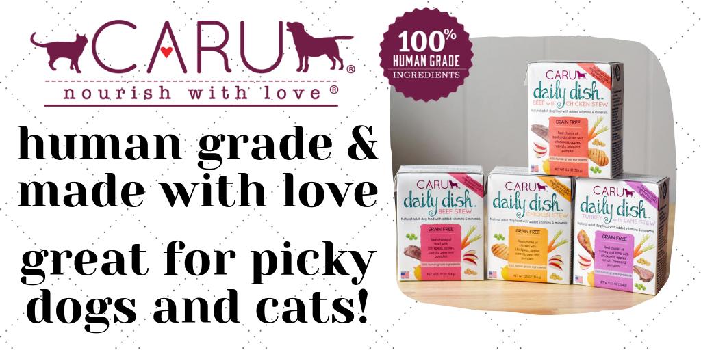 Do you Caru? We love <a href="/CaruPetFood/">Caru Pet Food</a> ! Human grade stews for cats and dogs in recyclable packs - great for #pickypets too! #petnutrition #petfood