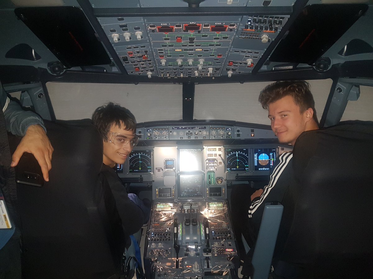 TRUsimulation's tweet photo. What a great group we welcomed to our Montreal facility yesterday to learn first-hand about the inspiring world of flight simulation! ✈️ #TRUsim is a proud community friend and supporter of @trioomph1! https://t.co/2A8xVHDJii