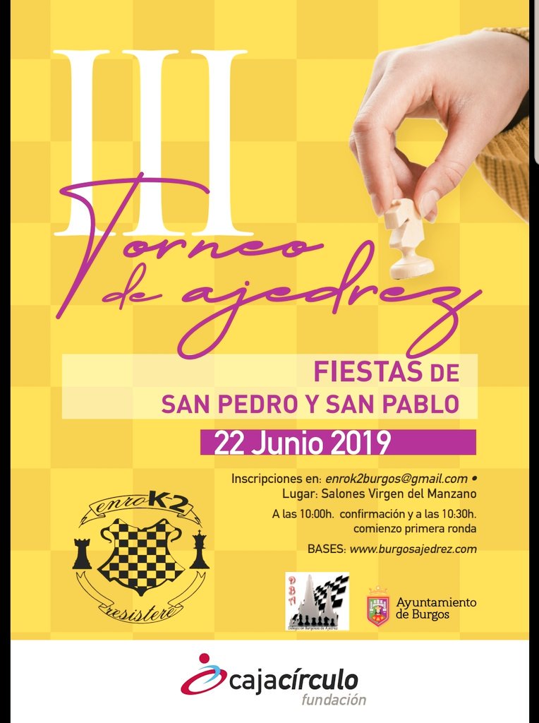 Enrok2's tweet photo. Anímate, te esperamos! @Enrok2 @BurgosAjedrez @FCajacirculo @Aytoburgos https://t.co/ZtbAeOOwvB