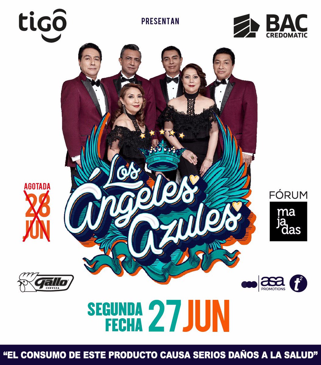 SEGUNDA FECHA ÁNGELES AZULES!!! 

Porque tú lo pediste! Nueva fecha habilitada el 27 de junio en Fórum Majadas! Entradas a la venta próximamente! 

No te quedes sin tus entradas y acompáñanos a la mejor noche de cumbia!
