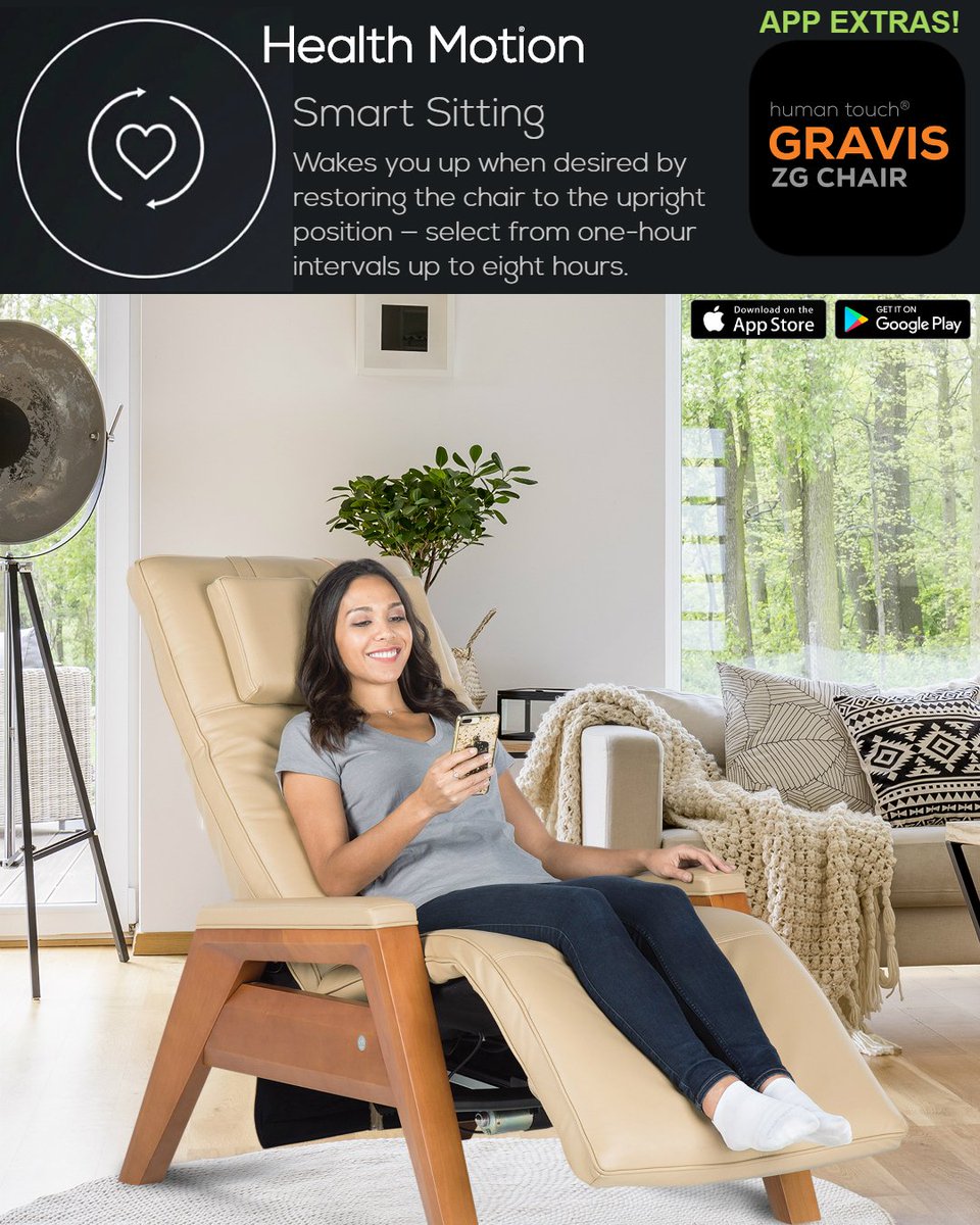 HTFeelBetter's tweet photo. Get more out of your #Gravis ZG Chair with its downloadable Android or iOS app!
#FeatureFriday #HealthMotion #ZeroGravity #40YearsofWellness https://t.co/GADUegDeMo