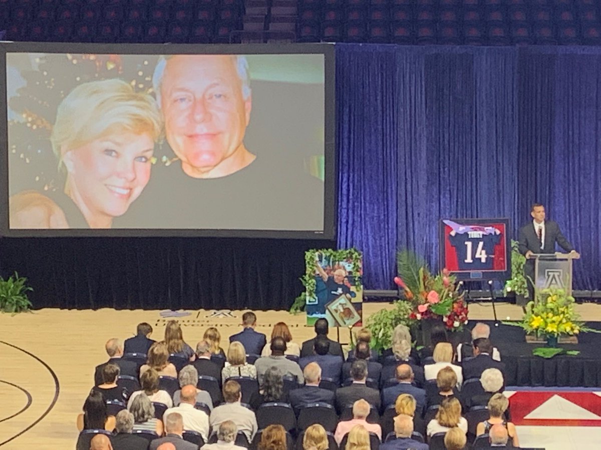 JasonBarrTV's tweet photo. Dick Tomey celebration of life has begun at McKale Center https://t.co/eO5dWnuibm