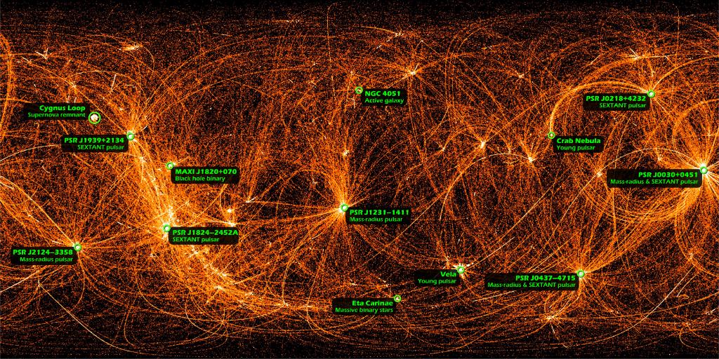 NASAUniverse's tweet photo. Science never sleeps. After the Sun goes down on the @Space_Station (16 times a day!), NASA’s NICER is doing nonstop science operations by keeping its detectors active surveying the night sky in X-rays. Learn more about NICER and this unique map here: https://t.co/rBOfK6r9AX https://t.co/Iij9LNAdke