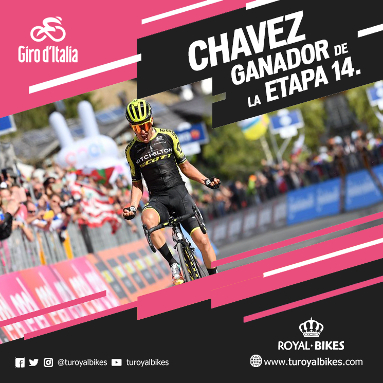 El colombiano Esteban Chaves (Mitchelton-SCOTT) se lleva la decimonovena etapa del Giro de Italia con autoridad
.
#giroditalia #royalbikes #chavito #vamoschavito #colombia  #latinoamerica #royalbikes
