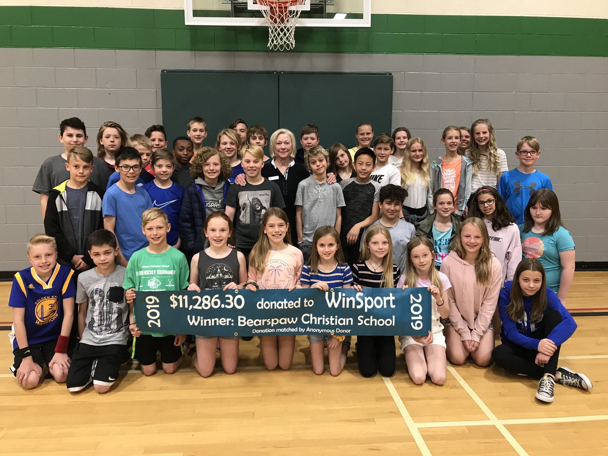 Happy to donate 11,286.30 to <a href="/WinSportCanada/">WinSport</a> for their newcomers program. Thanks to all the schools that played in our floor hockey tournament and helped raise money for a great cause!