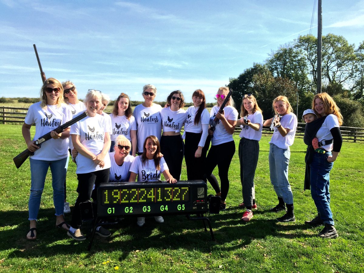 laserclayz's tweet photo. It was great to be part of this Hen Fest. They stayed in our glamping site and took full advantage of our laser clay shoot. Fab group. #henfest #henparty #hereford #uponahill #glamping https://t.co/L4d6otYZWY