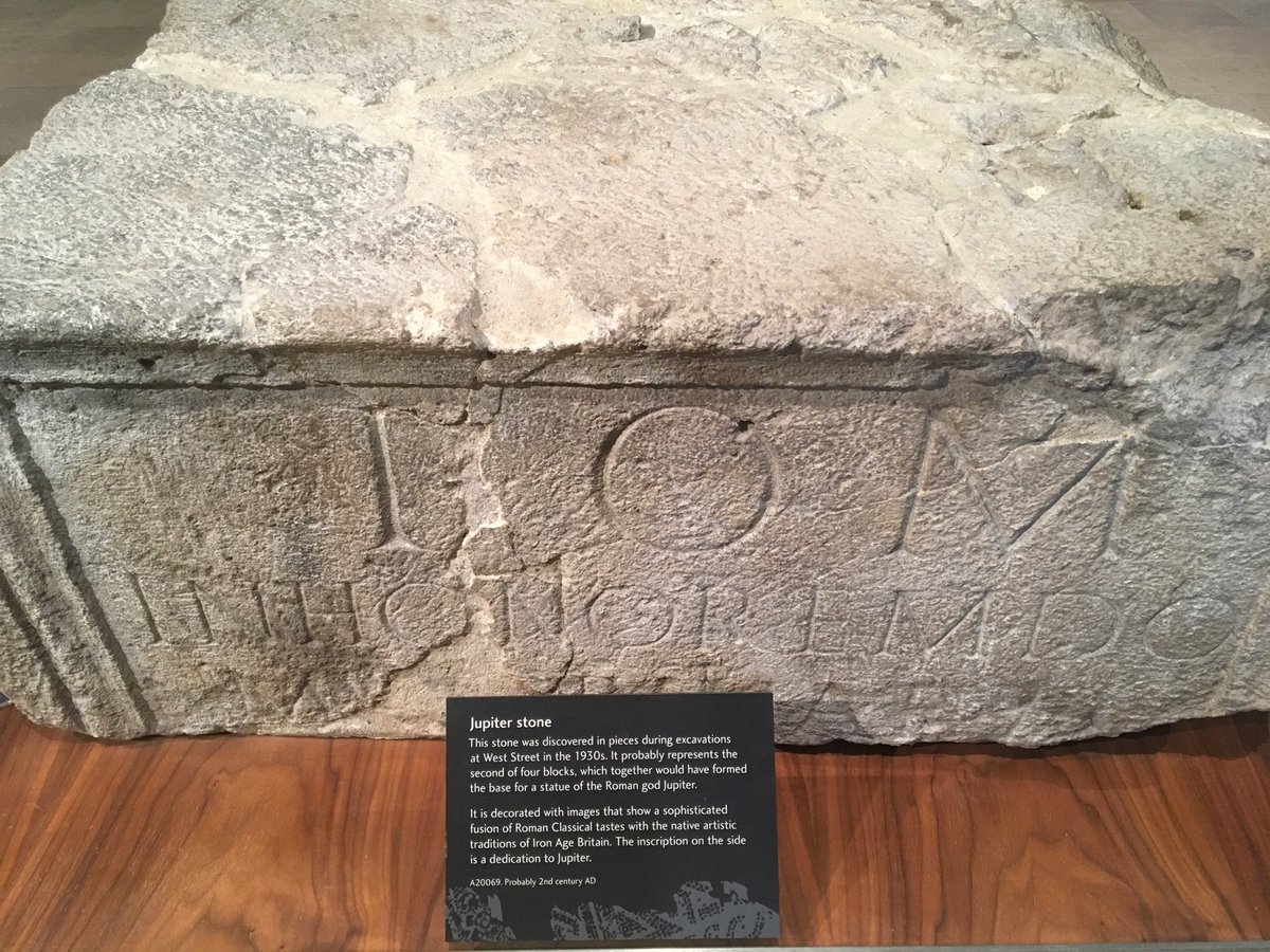 Sarah404BC's tweet photo. #Jupiter Stone and #Bosham Head (Magnus Portus) at #Novium Museum #Chichester https://t.co/7eTFfhDdf3