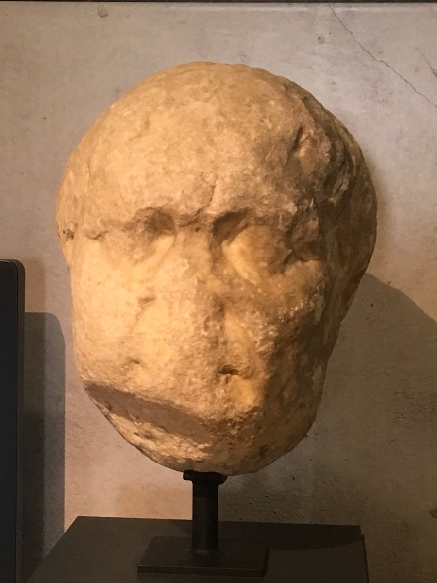 Sarah404BC's tweet photo. #Jupiter Stone and #Bosham Head (Magnus Portus) at #Novium Museum #Chichester https://t.co/7eTFfhDdf3