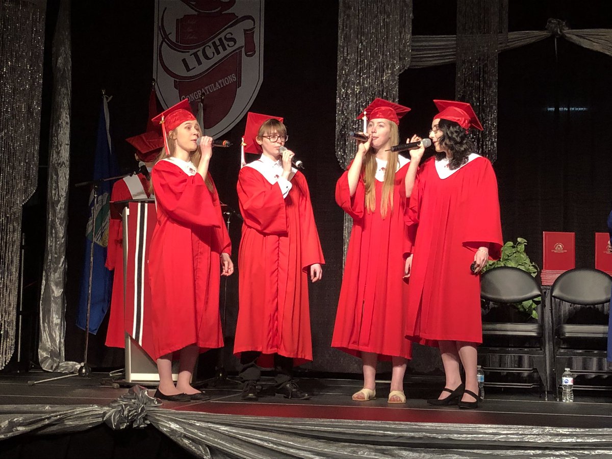 SuperStuRDPSD's tweet photo. Taylor, Tyler, Raylene, and Anji started us off with a beautiful rendition of O’ Canada! 🇨🇦 #LTCHSgrad2019 https://t.co/cLNL7LIx3F