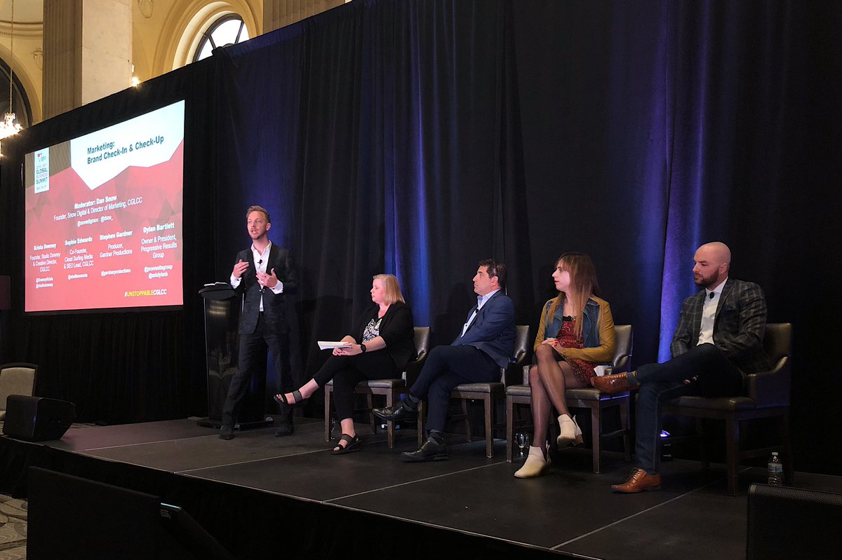 theCGLCC's tweet photo. @dsno_ leads our SME stream “Marketing: Brand Check-in &amp; Check-up” Session with panelists @DowneyKrista, @GardnerPrdctns, @SBElikeswords, &amp; @AskDylanB 👏🏼

3 crucial points:
- Recency
- Frequency
- Ubiquity

#UnstoppableCGLCC https://t.co/kmp60oPMEh