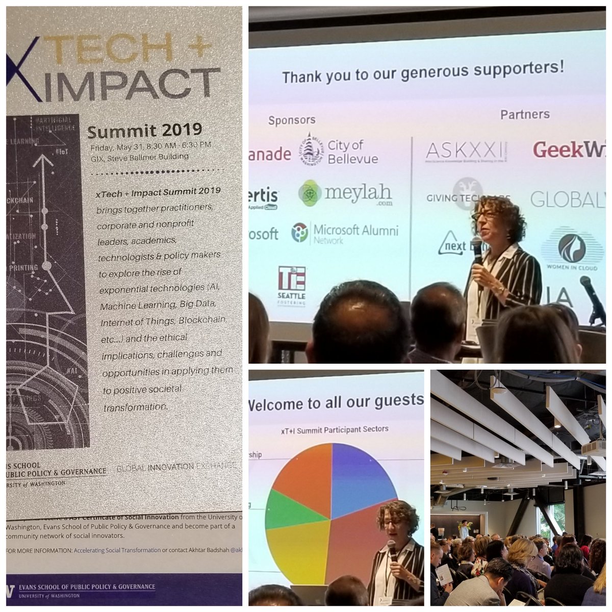 xTech + Impact Summit 2019  kick off by Prof. @MaryKayGugerty. It promises to be an insightful exchange on the rise of #exponentialtechnologies, ethical implications, challenges,  opportunities in positive #socialtransformation  #xTechImpact @evansschool @GIX_edu @geekwire