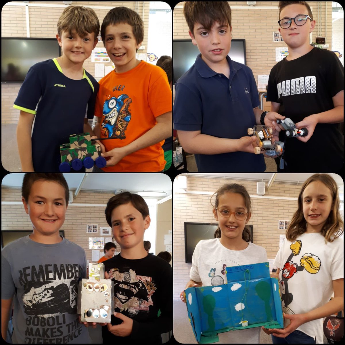 Escola_Agulla's tweet photo. Els alumnes de 4t estem estudiant les forces i les màquines. Hem fet uns invents genials! #medi #inventem #treballenequip https://t.co/NJ3gwwpJdK