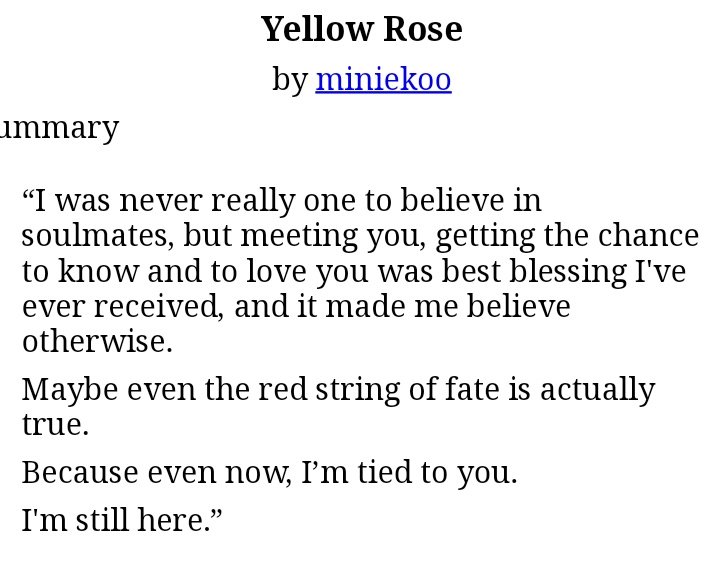 73) Yellow Roses http://archiveofourown.org/works/18910405 • 12.6k words• tw; depression• i cried a lot, god
