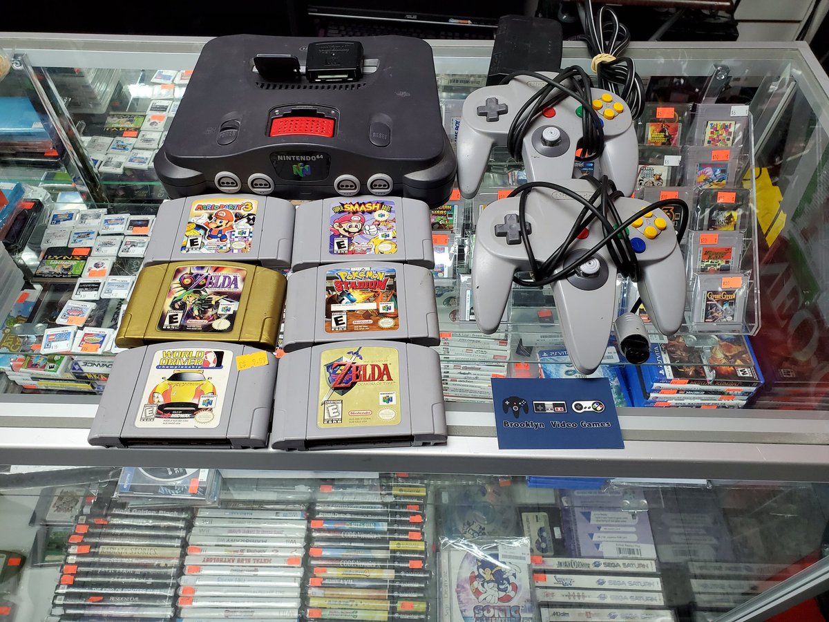 bklynvideogames's tweet photo. Now in stock #nintendo #n64 #marioparty3 #supersmashbros #zeldamajorasmask #pokemonstadium #worlddriver #zeldaocarinaoftime #videogames #brooklynvideogames #nyc https://t.co/xZnwah954r