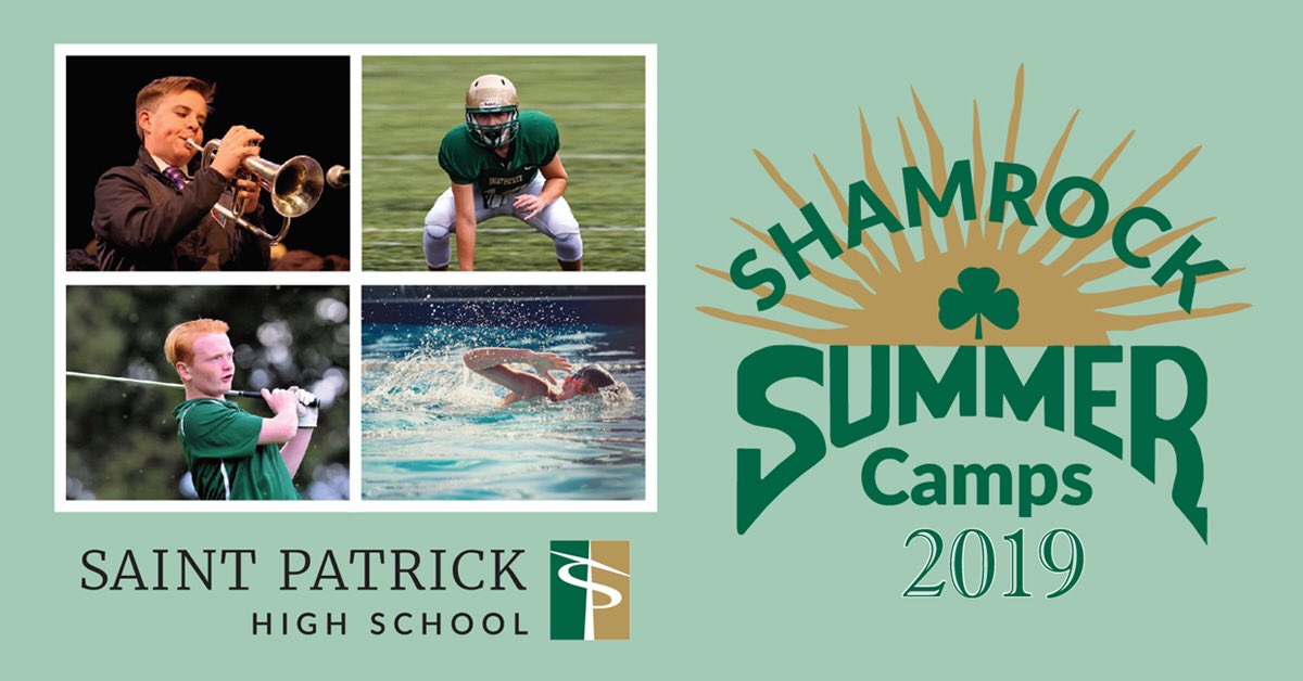 SaintPatrickHS's tweet photo. Don’t forget today is the last day to register for our Shamrock Summer Camps and receive the Early Bird discount ($20 off each camp). Online registration is available (price reflects discount and will increase tomorrow 6/1). Click here to register today! https://t.co/Erxt8tm73L https://t.co/uRUwtXjDFb