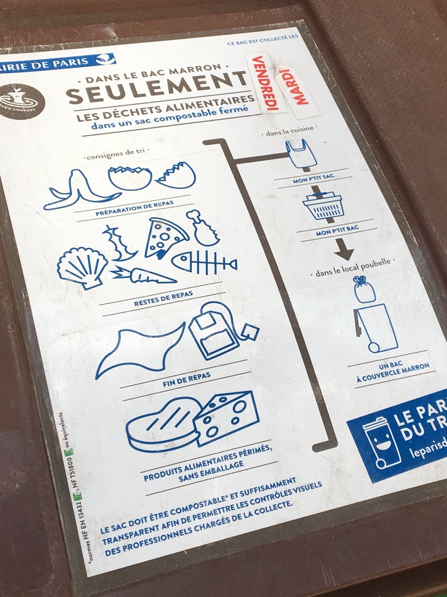 PaulSimondon's tweet photo. 🥗🍎🥒♻️ Dans les 2e et 12e arrondissements, et dans le 19e dès septembre, les immeubles ont une poubelle spéciale pour trier les déchets alimentaires ! Ils ne sont pas incinérés mais envoyés en centre de méthanisation pour donner du biogaz et du fertilisant pour l’agriculture. https://t.co/4sIfEQs8dZ