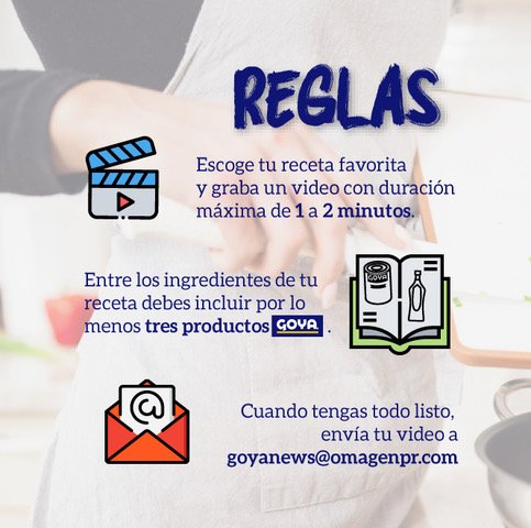 Celebrando's tweet photo. Celebrando Latinas and GOYA invite you to participate in "Celebrando con Goya en tu cocina", a video recipe contest. 
Send your video to goyanews@omagenpr.com before July 5th. Details at https://t.co/7MiVYjDxst
#goyafoods #celebrandolatinas #celebrandogoya https://t.co/Dz4Vp0abrk