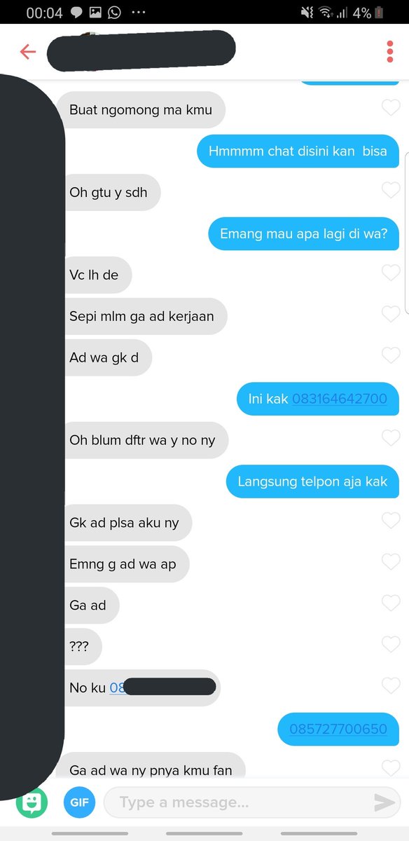 [2. Vidcall is my passion -1]Jadi kalo yang kedua ini mas masnya ngebet banget pengen video call, terus karena setauku banyak waria di twitter yang buka jasa vidcall, yaudah deh langsung aku lempar. Eh taunya mas/mba warianya ga ada whatsappnya dong?!?!?!?!