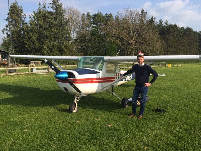 Congratulations Thomas Bland shortly after QXC completed his Skills Test 15th May in C150 now looking to buy his first aircraft