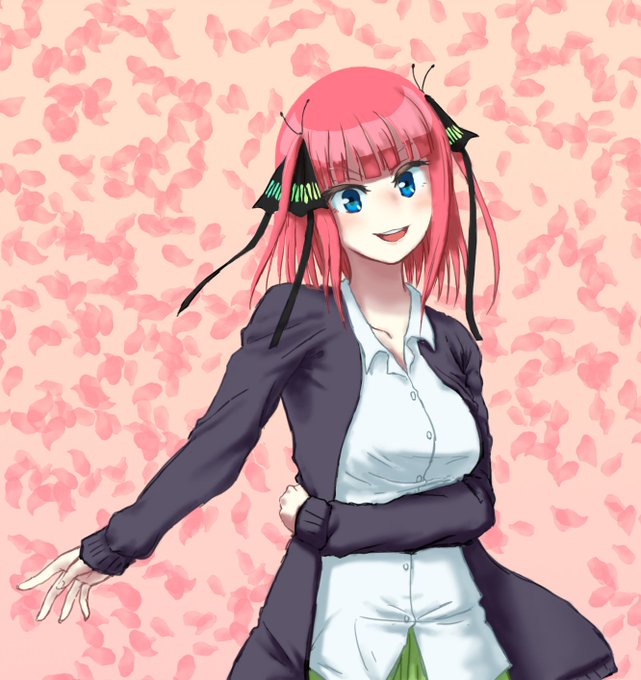 時々_Alias🍀fenrirさんがTwitterに投稿した中野二乃(五等分の花嫁)のイラスト。