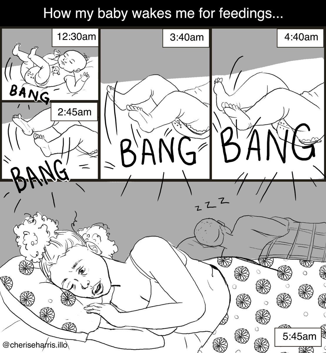 How my baby wakes me for feedings... #newmomhumour #comics #illustration #breastfeeding #baby #babycomics #momcomics #barbados