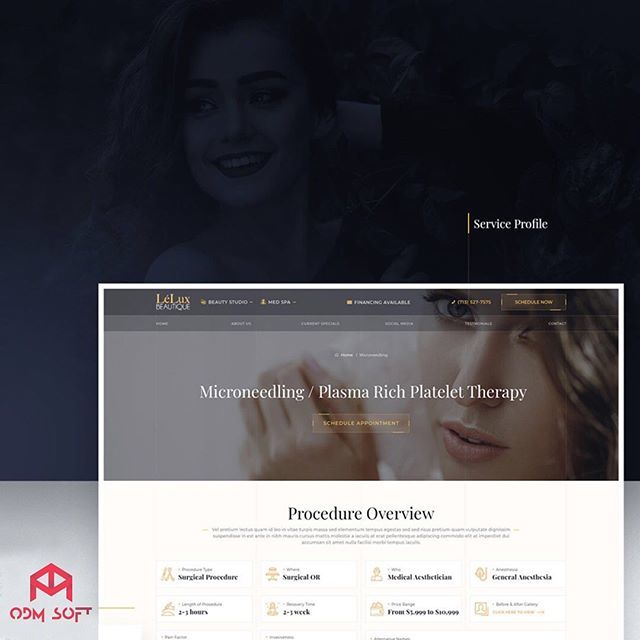 odmsoft's tweet photo. “Service Profile Page” designed for the official website of a Houston #medspa and #salon business Le Lux Beautique. Made by #odmsoft
.
.
.
#beautysalonwebdesigner #beautysalonwebsite #plasticsurgerywebsite #medicalspawebsite #beautysalongraphicdesign #we… https://t.co/GlJl02ZBLF https://t.co/GAGkba30eS