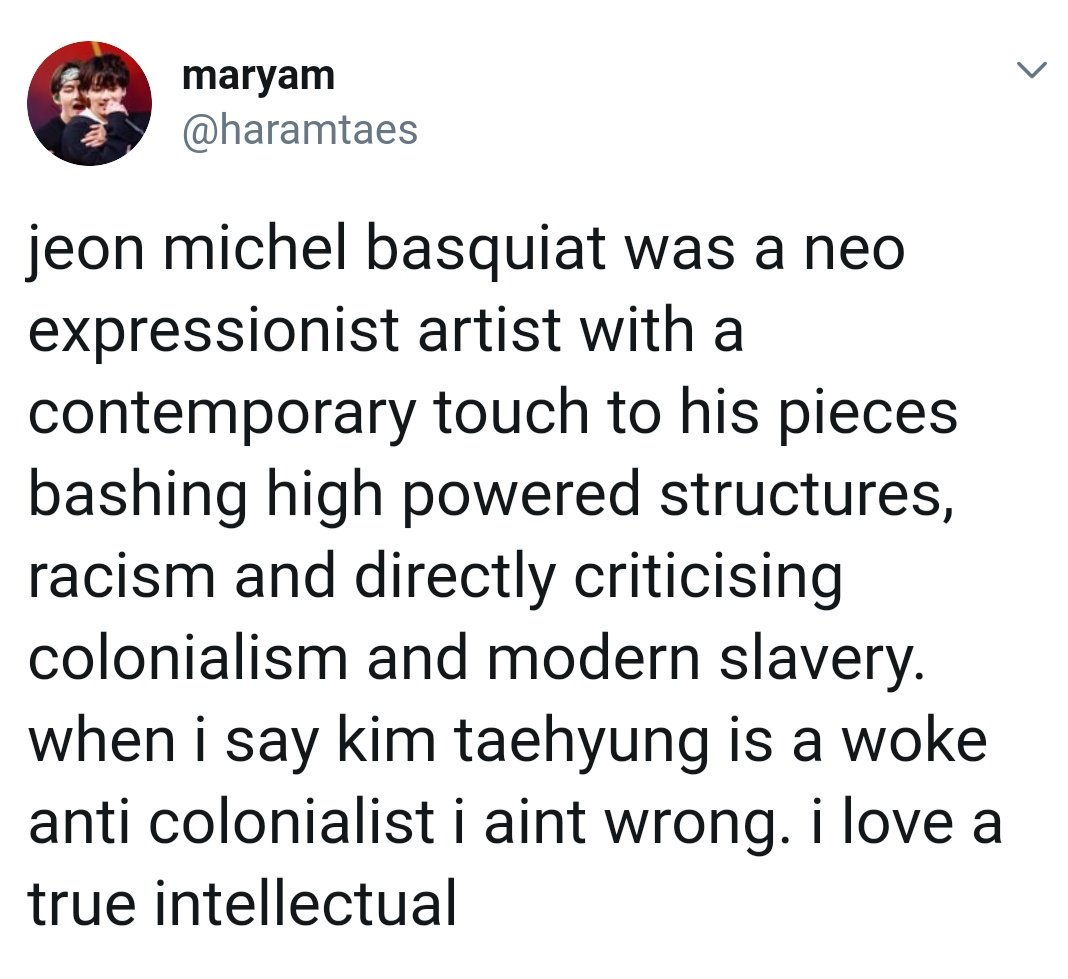 Taehyung is so interesting as a person and he has so much to talk about, share, he knows so much and his taste in art, music and everything is incredible!! #BTSV  @BTS_twt  #V  #Taehyung