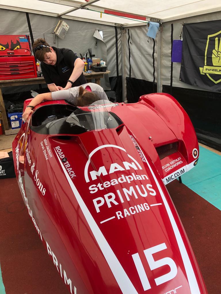 Scottphysio's tweet photo. The @Scottphysio TT Team work very closely with racers and passengers to resolve issues. @CLHPhysio working with @stokoesarah4 down in the garage to try to reduced in bruising.#saferriders #iomtt #iomtt2019 #iomttofficial #scottphysio https://t.co/tI6FK3BhPL