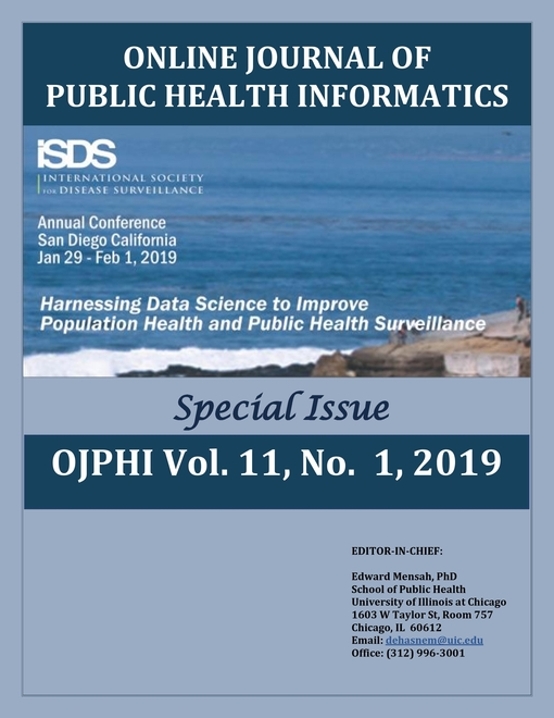 ISDS's tweet photo. The abstracts from the 2019 ISDS Annual Conference have now been published to the Online Journal of Public Health Informatics! Thank you authors for your contributions to advancing the practice of health surveillance. View the special supplement here: https://t.co/wBIpVUoRUU https://t.co/HJLFe3e8Vo