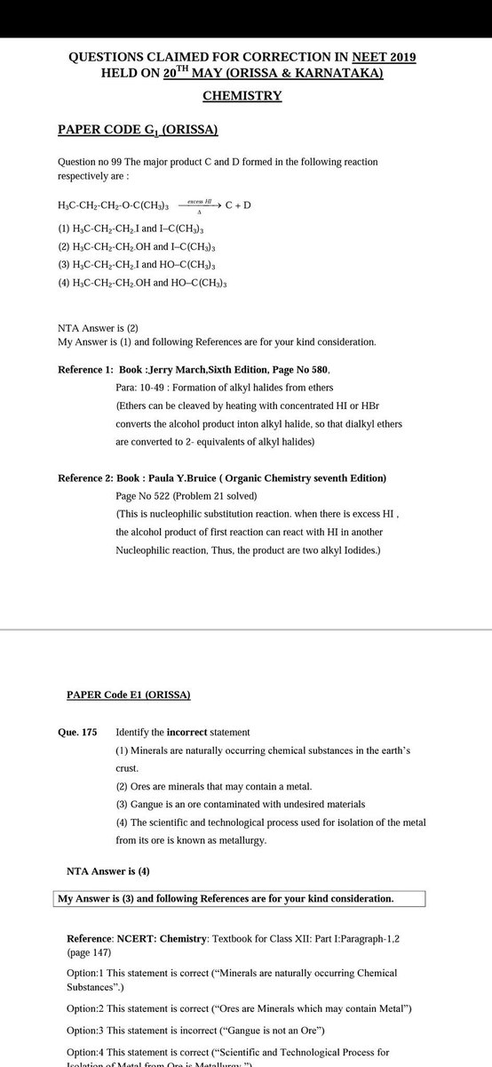 RVSirAllen's tweet photo. Dear @HRDMinistry, It is to be brought in your kind consideration that NTA has released the Answer key of NEET 2019 on 29th and last date for last challenge regarding that answer key has been decided up to night of 31st May 2019. I request you to look into it.#NEETCorrection https://t.co/ahY127P8LP