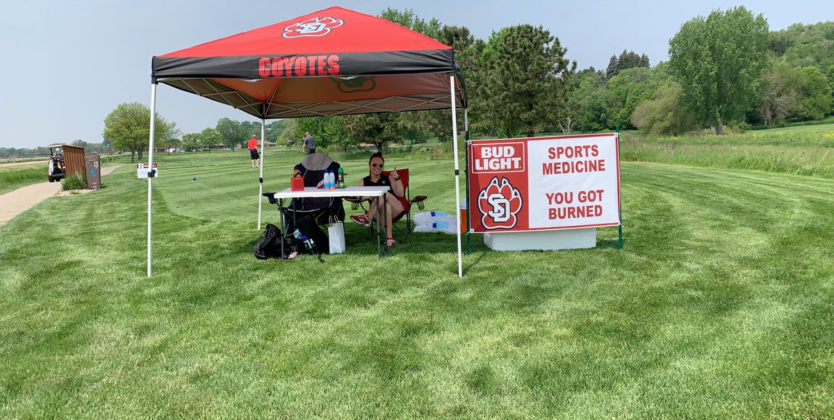 2019 Charlie Coyote Open starts in 20 minutes! USD Sports Medicine has got your back with sunscreen, bug spray and hydration needs! See you on Hole 15 🐺😎🤘🏼(This hole is also sponsored by Sanford Health 🏥)