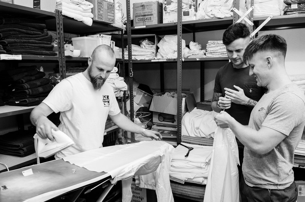 When the groomsmen forget to iron their shirts and use #weddingvenue laundry room #devonweddings #devonweddingphotographer @HolneParkHouse