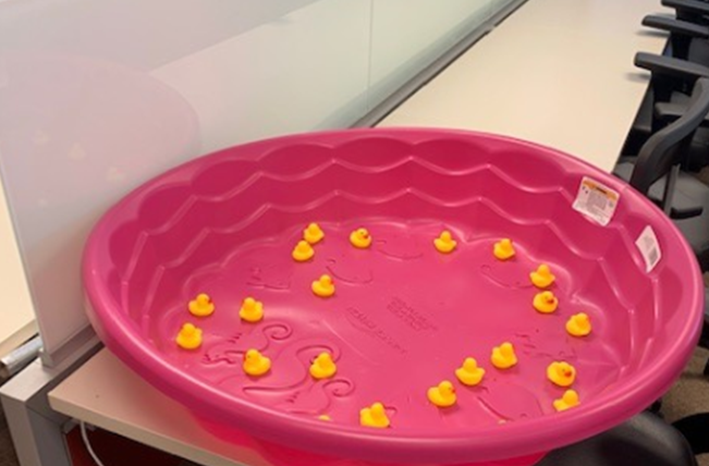 These ducks may not look like much, but they have #'s on the bottom of them.  New Cash Collections (Based on $ amount) give our professionals a shot to grab  them for end of day prizes!   #ambassadoroffundays,<a href="/ted_helgesen/">Ted Helgesen</a> <a href="/AndyAngeparis/">Andy</a> @OBielss