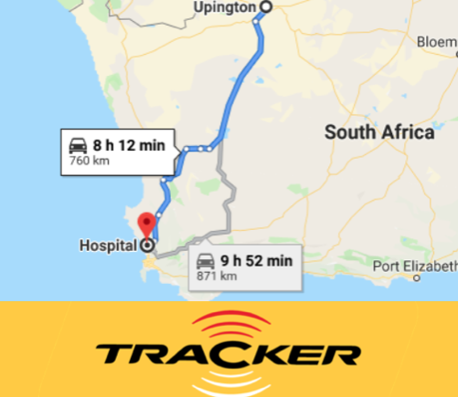 KiaSouthAfrica's tweet photo. It's day 3 for the Seven7 Drive for kids with cancer and the team is en route from Upington to Cape Town Hospital! Thanks, @Tracker_SA for giving us peace of mind throughout our journey. https://t.co/XwMYhM00yR