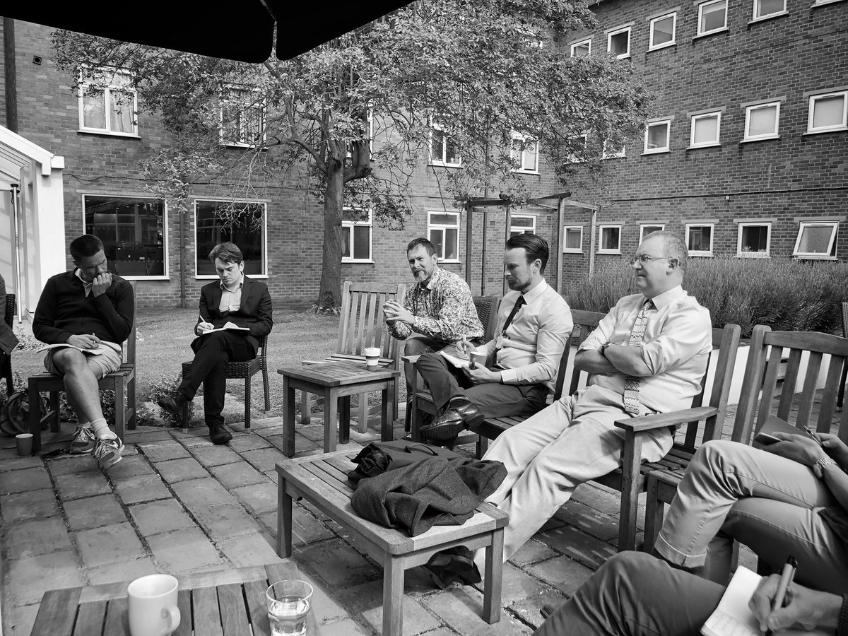 ThomDavies's tweet photo. Lovely way to end the @ToxicExpertise annual workshop: with roundtable discussion in the sunshine ☀️ We’ve talked about #EnvironmentalJustice, petrochemicals, temporality, labour movements, #slowObservation, risk perception, #necropolitics and #pollution (and much more besides)👌 https://t.co/ohSdwecf5b
