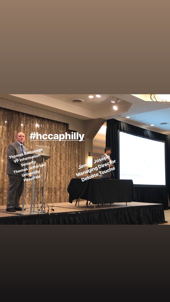 mosesmedlaw's tweet photo. Thomas Balcavage &amp; Jimmy Jones talk about the increasing risks in Cybersecurity in healthcare #hccaphilly #mosesmedlaw #CyberSecurity https://t.co/DrmXKbEn2G