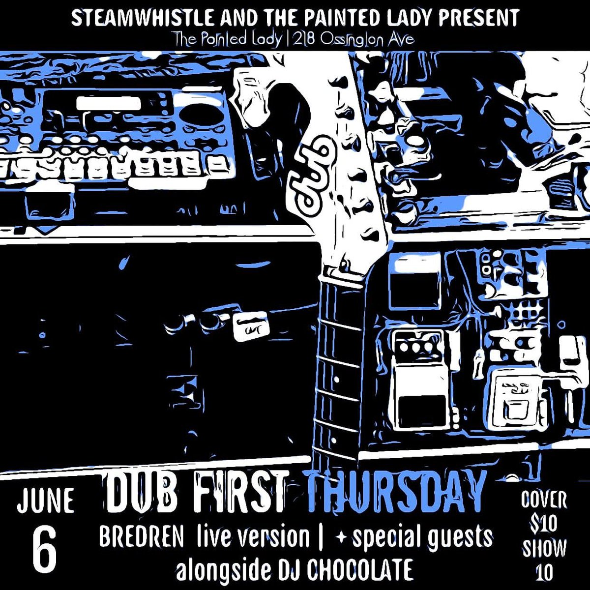 Dub First Thursday June 6
Resinators/BREDREN
Canada's Original Live Dub Experience since 1995 listen free on Soundcloud resinators.com bredren.ca 
@paintedladyossington
@steamwhistlebrewing <a href="/bredrendub/">Bredren Dub</a> <a href="/chocolatelauren/">Lauren Speers</a> 
#torontodub #bredrendub #resinators
