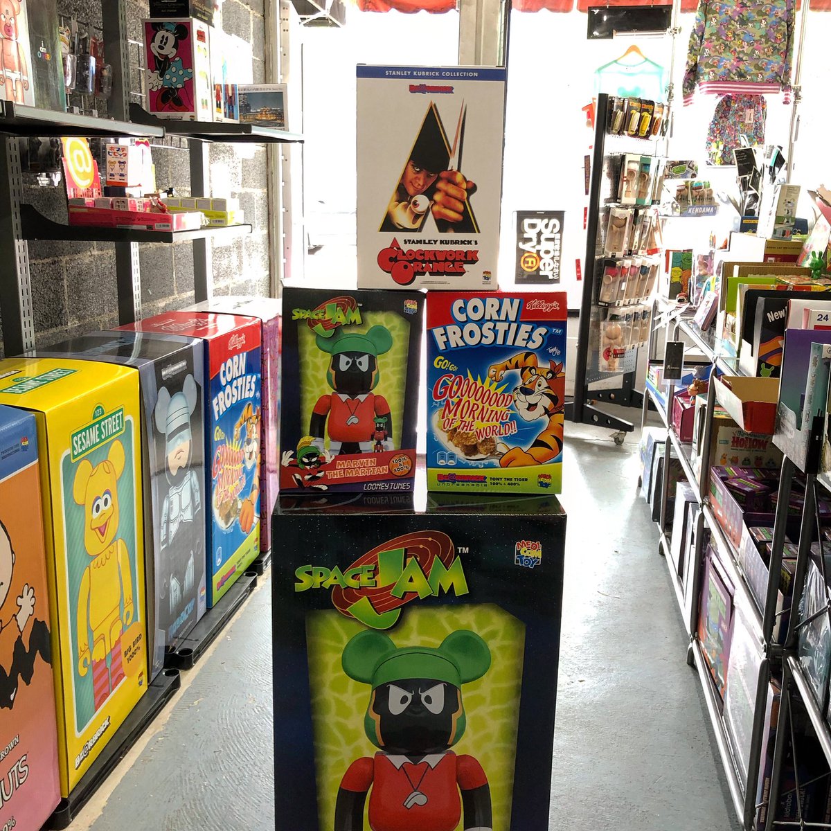 LiftDetroit's tweet photo. Some more Bearbricks have arrived here at LIFT, stop by for Marvin the Martian, Tony the Tiger, and Alex Delarge. All now available in limited quantities! https://t.co/ooJde9og5x