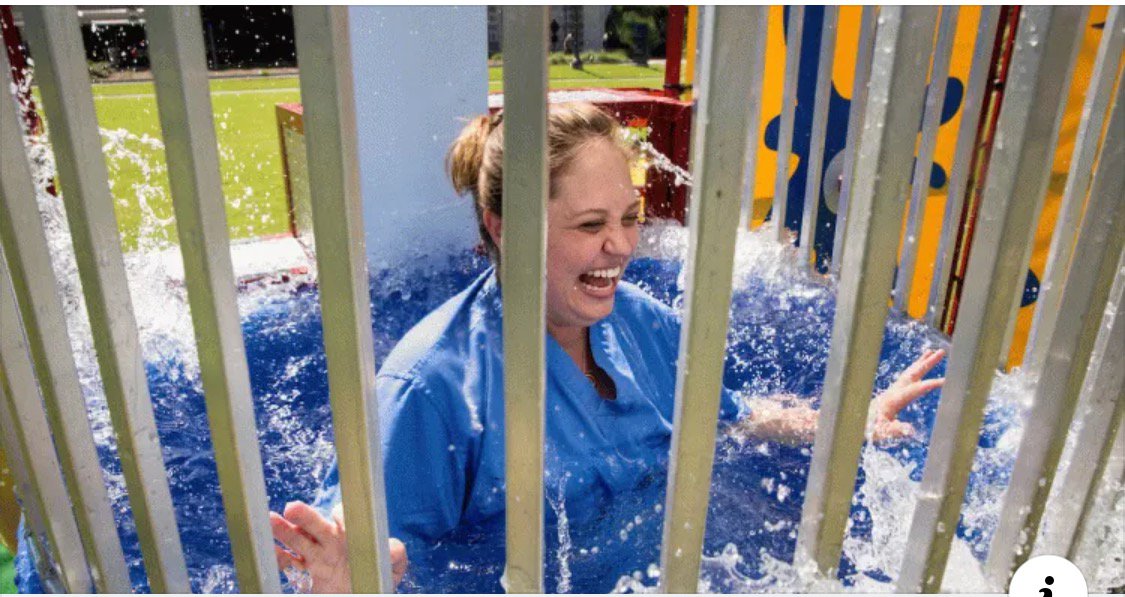 dukeobgyn's tweet image. Taking a plunge for a great cause! @dukeobgyn #gynoncs joined forces with @DukeCancer Center for Prostate &amp;amp; Urologic Cancers at the Dunk A Doc event. Drs. Brittany Davidson &amp;amp; Rebecca Previs - check out that smile - were enthusiastic partners #wedeliver  bit.ly/2MlVv4q
