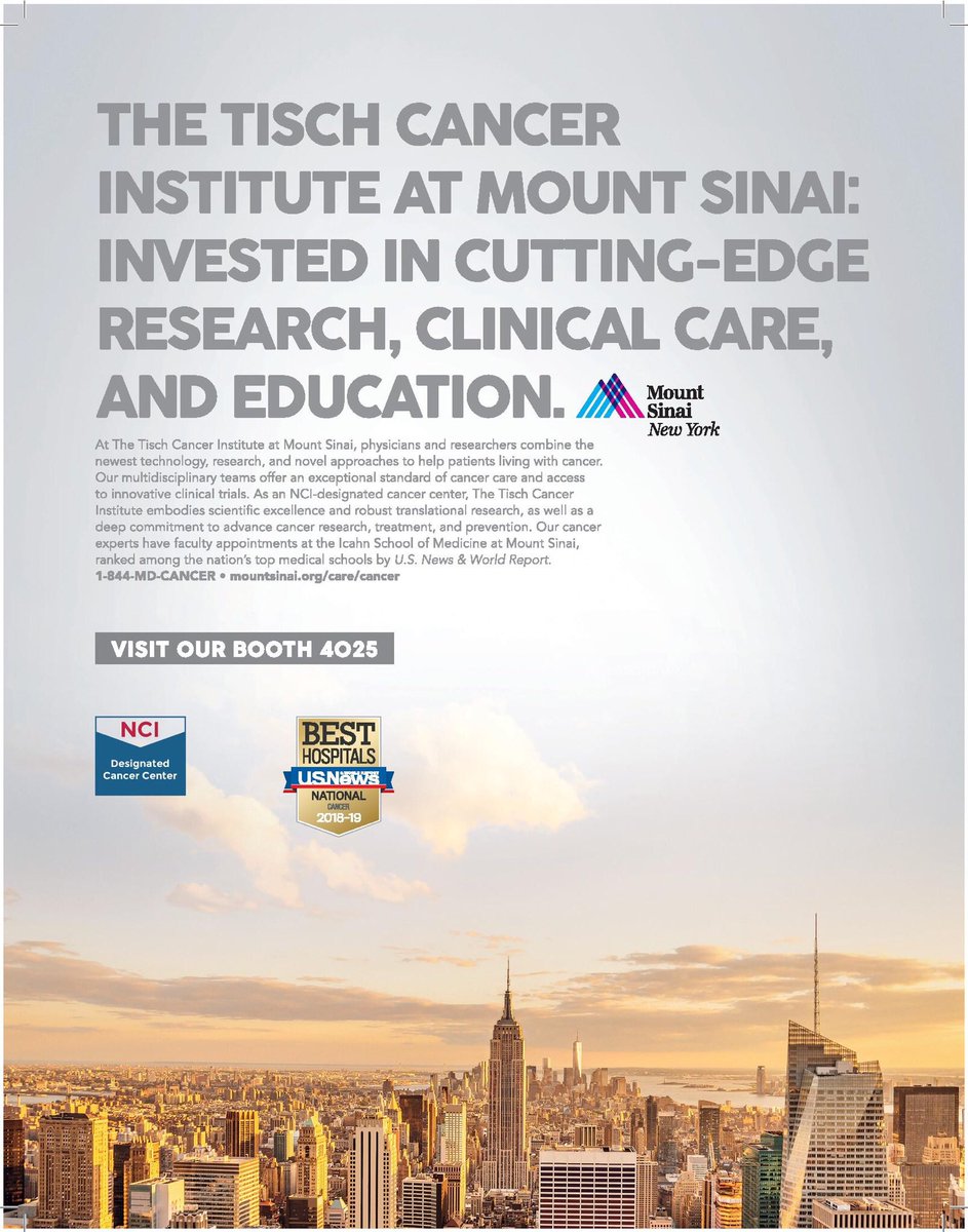 TischCancer's tweet photo. We are proud to have our cutting-edge research, clinical care and education be represented at @ASCO in #Chicago! Visit us at Booth 4025 to learn about our services! #ASCO19 #Oncology https://t.co/uosu5UL7Lu