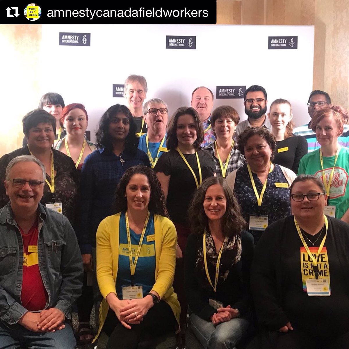 aisaskfws's tweet photo. Amnesty Canada Fieldworkers @AmnestyNow at the #AmnestyCanAGM! Find us this weekend to hear more about what we do! https://t.co/MieYlbZqTt https://t.co/5e8dhBUfx2