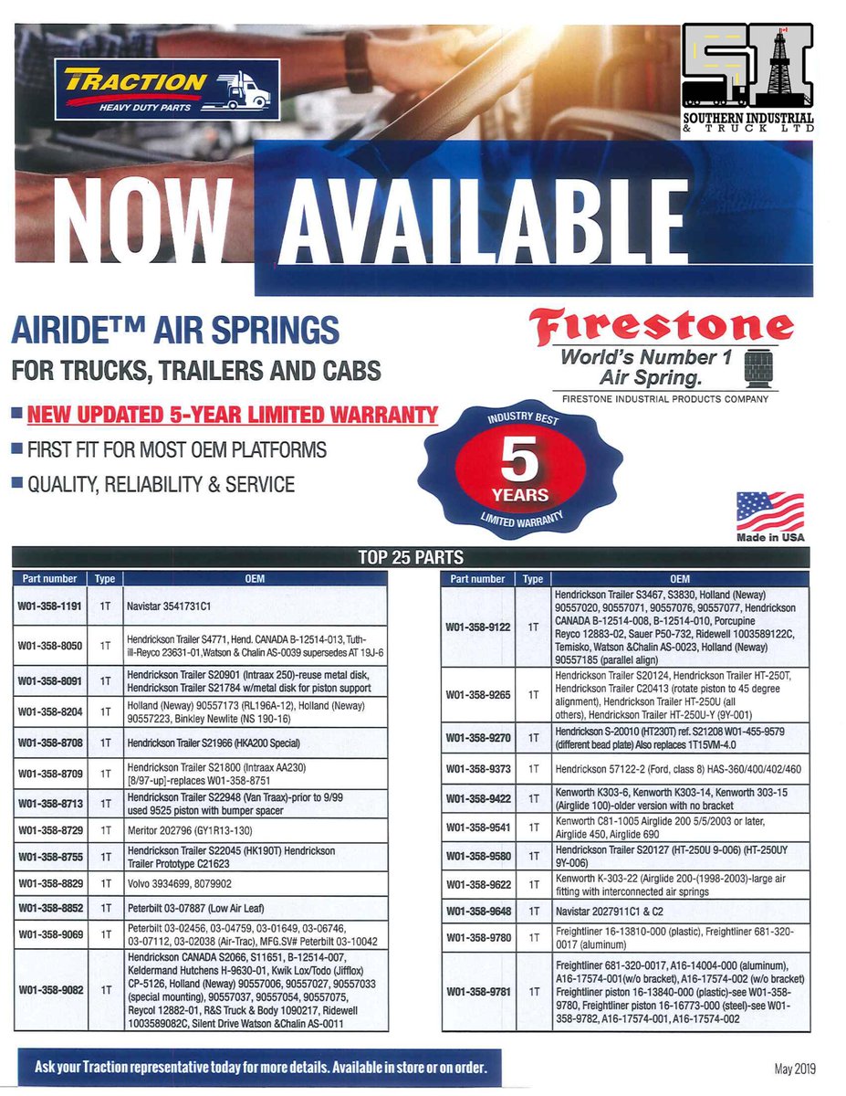 Firestone Air Springs Available at Southern Industrial!!!