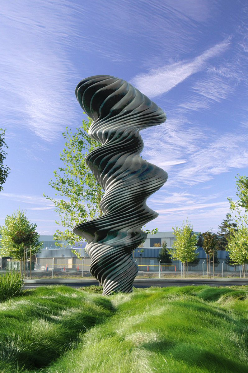 CliffGarten's tweet photo. Black Spiral Dream Plaza features a monumental bronze column and companion bronze fountain that mark the entry to one of the six campus buildings of Moffett Towers, a LEED 52 acre office park in Sunnyvale, CA.
#cliffgartenstudio #fbf #moffetttowers #landscapesculpture https://t.co/s41kAe5wX0