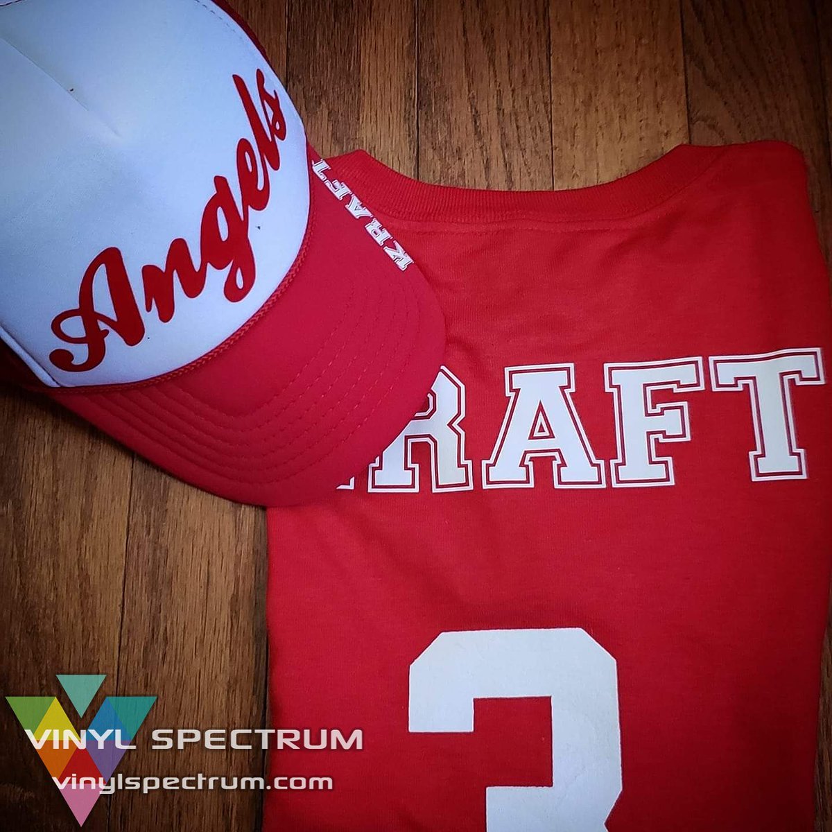 vinylspectrum's tweet photo. How great did Chelsea K do on her son's hat &amp; jersey set for their team!
She used the Siser EasyWeed Red &amp; White! Thanks for sharing! 
Anyone else ready for some baseball?
#baseball #angels #VinylSpectrum #Vinyl #siser #easyweed #jersey #HomeRun #Silhouette #Cameo #Cricut https://t.co/BqLtNTuOgn