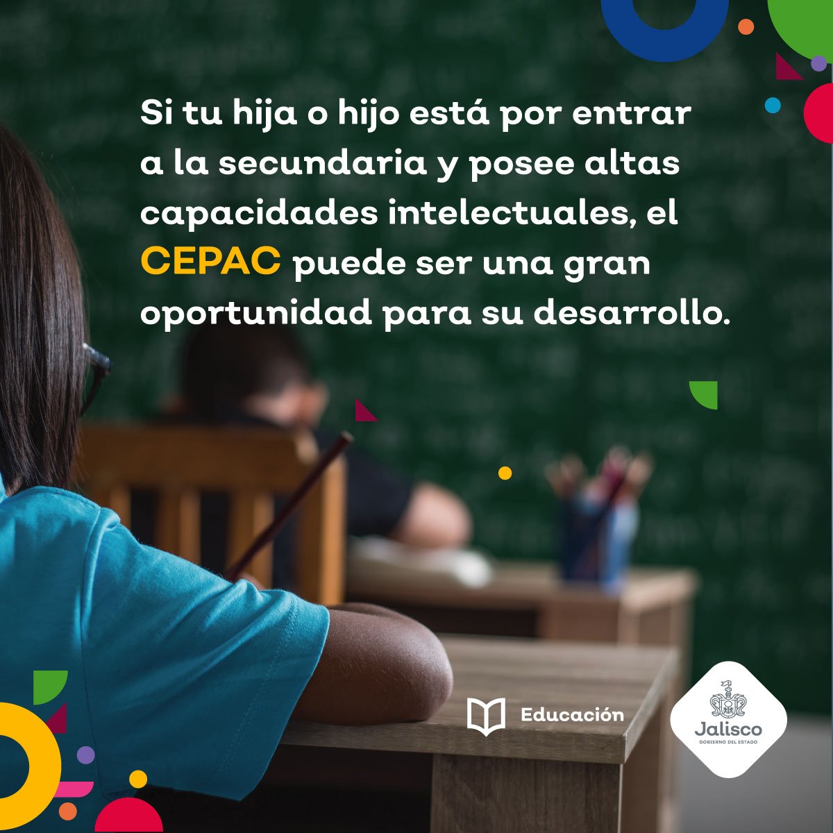 SecEducacionJal's tweet photo. Si tus hijas o hijos cuentan con altas capacidades intelectuales, podrían ser candidatos para cursar su secundaria en el Centro Educativo para las Altas Capacidades (CEPAC).

Consulta la convocatoria aquí: https://t.co/v0wGPpxfdt https://t.co/CHnW0Qhiij