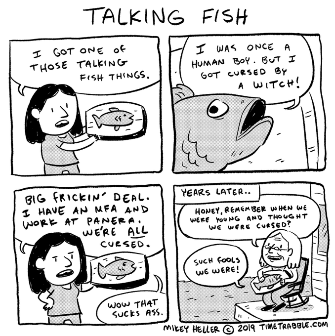 i drew a comic about a talking fish 
