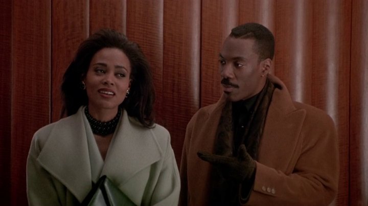 Robin Givens' Jacqueline Broyer was the film's real fashion plate as she served look after look. She's the career-driven seductress who humbles Marcus. Her introduction was made memorable in a head-to-toe green outfit. Immaculate.