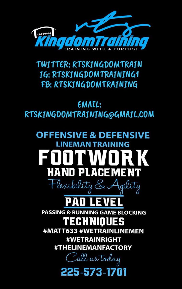 rtskingdomtrain's tweet photo. Another great ol and dl session this afternoon in the sun....we getting better its camp season.  #wetrainlineman #comegetsome #weworkwhileyousleep call us today 225-573-1701 https://t.co/qZk5K3SzZ6