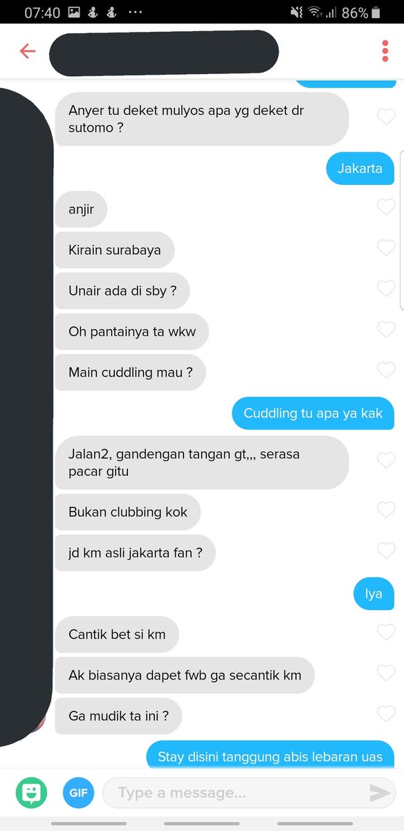 [3. Masmas Bertitit xx cm -1]Jadi kalo mas yang ini itu otaknya nyambung langsung ke biji, nafsunya ada di ubun ubun. Dan dia sendiri pake foto di tinder ama pacarnya berdua dong((Ijin cari fwb gapapa))((Yauda ayuk ml jangan bilang pacarku))((Aku biasanya fwb ga secantik km))